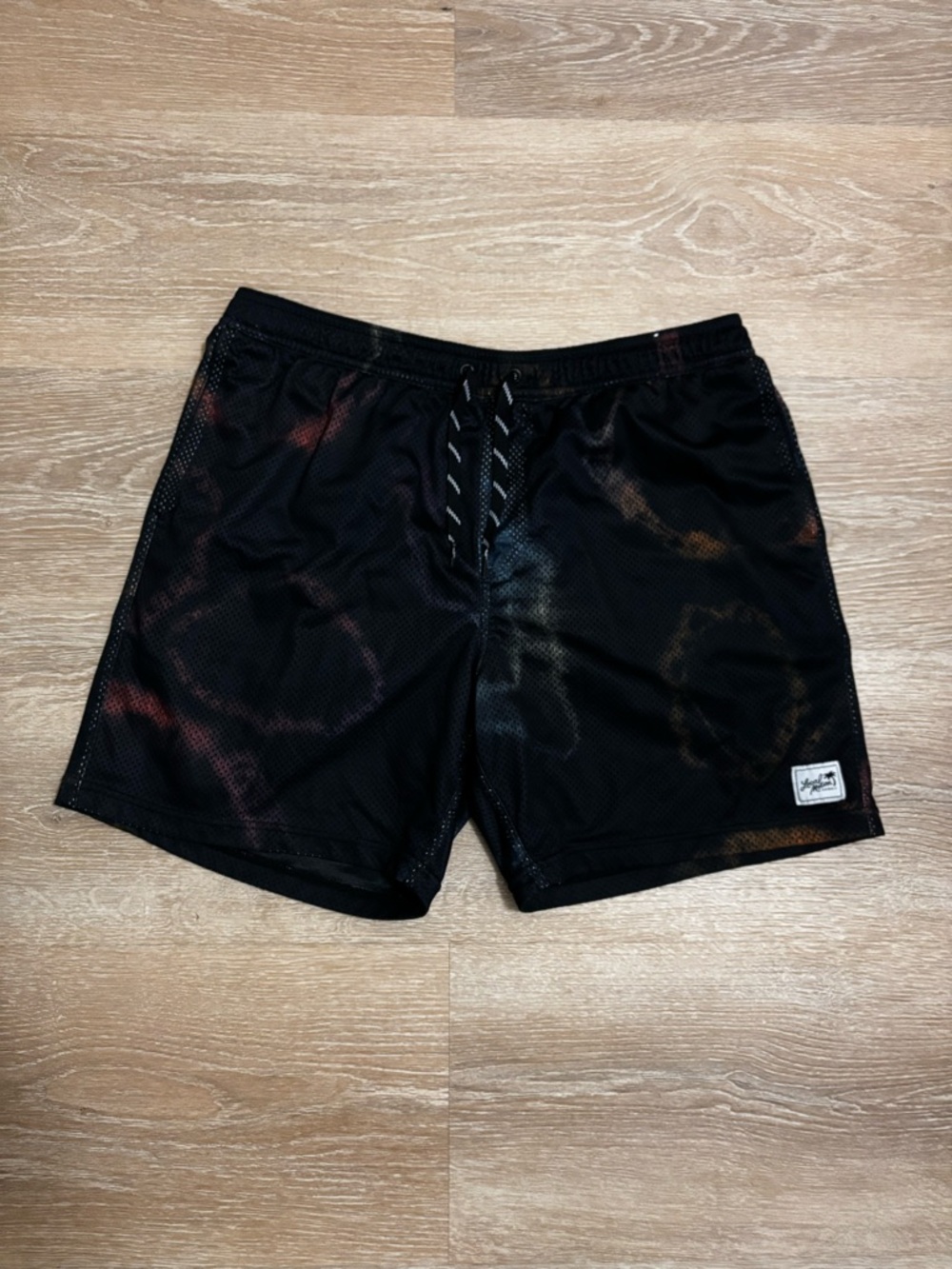 Men's Black Tie-Dye Athletic Mesh Shorts